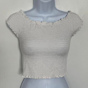 Brandy Melville Cotton White off the Shoulder Crop Top - OS